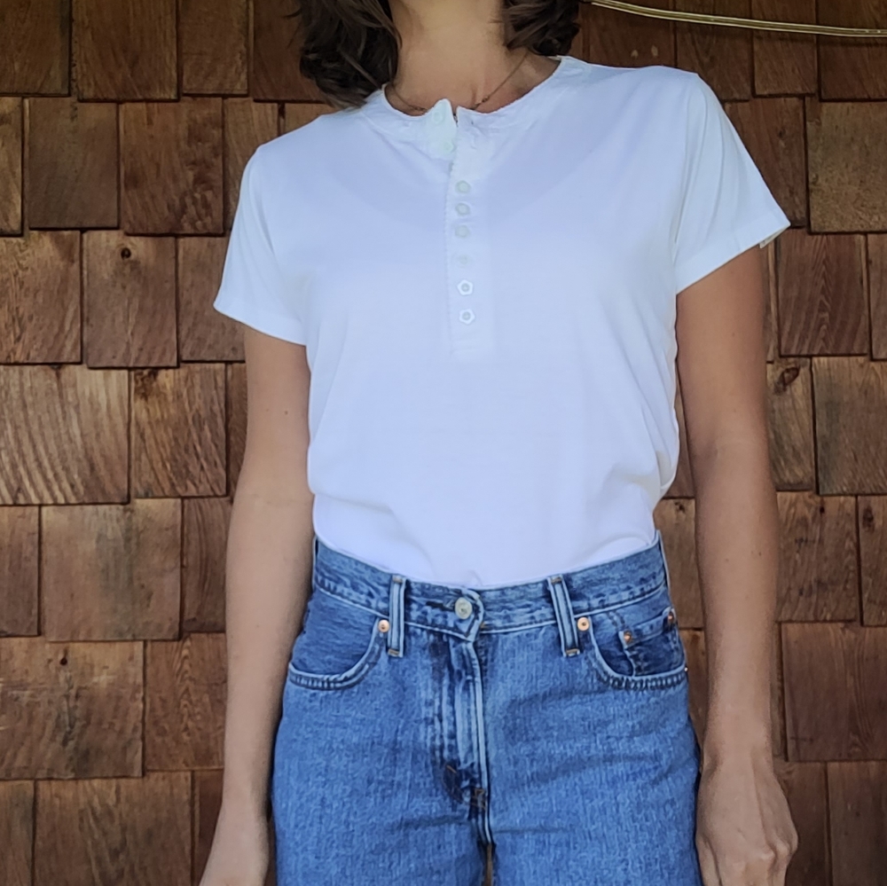 Perfect white henley tee